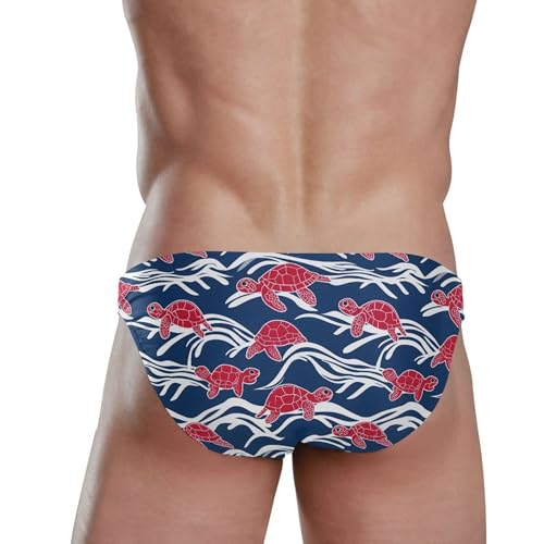 Sea Turtle Red Swim Briefs for Men Swimsuit Bikini Swimwear S B04036703