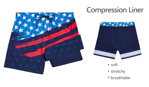 Men's Swim Quick Dry Beach Shorts of Trunks with Compression Liner with Zipper Pockets Comfortable Board Shorts3