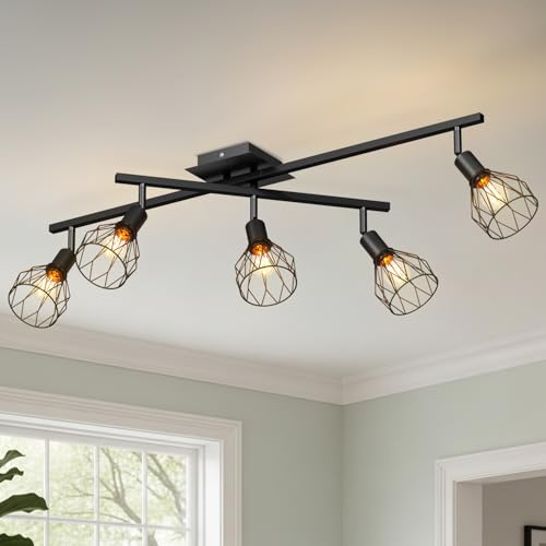 LVWIT Ceiling Lights,Ceiling Spotlights,Industrial 5 Way Kitchen Lights Ceiling,Adjustable E14 Black Ceiling Spot Lights,Indoor Spot Light for Living Room Lights Ceilings(NO Bulbs) - Cosy Home Interiors LVWIT Ceiling Lights,Ceiling Spotlights,Industrial 5 Way Kitchen Lights Ceiling,Adjustable E14 Black Ceiling Spot Lights,Indoor Spot Light for Living Room Lights Ceilings(NO Bulbs) - Image 7