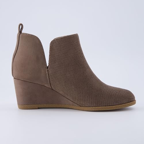 CUSHIONAIRE Women's Tito Wedge Bootie - Soft Vegan Suede, Memory Foam, Wide Width Available4