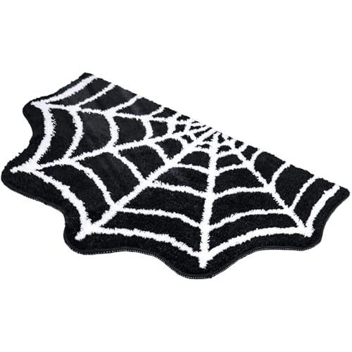 ゴシックバスマット, 不気味なクモの巣デザイン バスルーム敷物, 滑り止め加工 カーペット ハロウィンデコレーション 屋内 屋外 ベッドルーム 玄関 パティオ キッチン シャワー