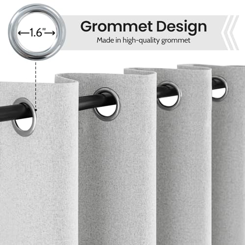 Image of COSVIYA 100% Blackout White Linen Curtains & Drapes 63 Inch Length | Light Blocking Full Room Darkening Grommet Insulated Thermal Window Panels for Bedroom /Living Room,52x63 inches,2 Panels