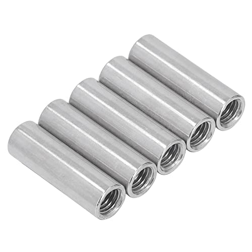 Ouitble Cylindrical Coupling Nuts 5pcs M12*1.75-16-L50mm 304 Stainless Steel Female Thread Round Connector Nut for Thread Rods Studs Machine Screws