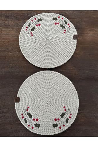 Platos decorativos redondos 14 pulg Set x2 Blanco miniatura 5