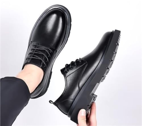 Casual Round Toe Non Slip Shoes Comfortable Business Formal Modern Classic Lace up Oxford Block Heel Heightening for Formal and Everyday Wear2