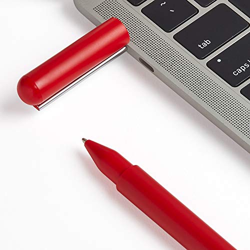 Lexon C-Pen - Black Ink Ballpoint, USB-C Flash Memory, 32GB, Stainless Steel for Clip, ABS Main Body - Red -  LS101DR