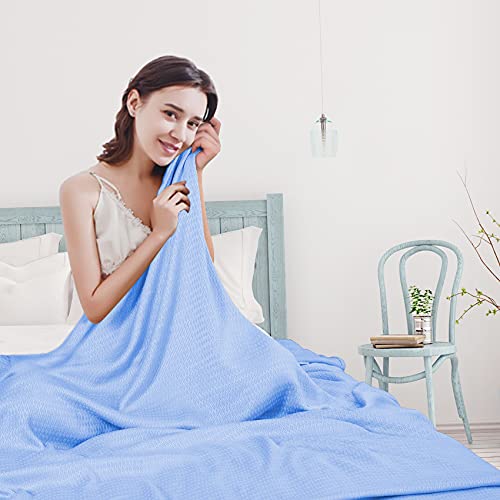 Blue Cooling Bamboo Blankets For Hot Sleepers Lightweight Cool Summer Blankets King Size Soft Cold Large Thin Knit Throw Blankets For Hot Flashes Keep Adults Cool And Warm, Blanket Sheet For Bed #TOP6