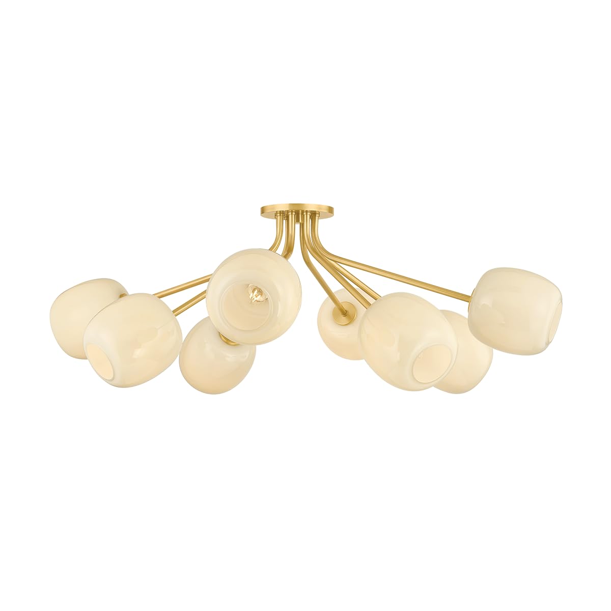 Mitzi Lisette 8-Light Close-to-Ceiling | Vogue & Modern Style | Aged Brass Finish | Glass Shade | Damp-Rated for Bathroom Use | 39.75" Dia x 13.5" H | -AGB by MITZI HUDSON VALLEY