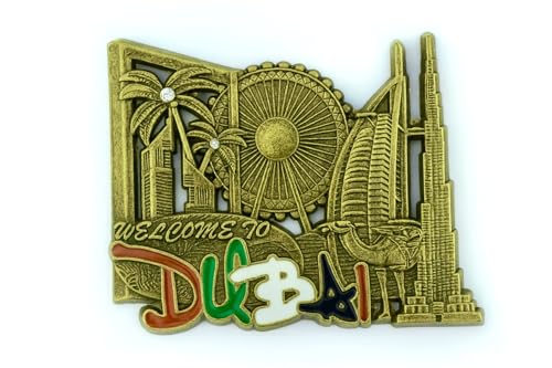 Dubai Magnet - Dubai Souvenir Magnet - Dubai Landmarks Metal Fridge Magnets - UAE Gift Magnets - Dubai Burj Khalifa (Antique Green)