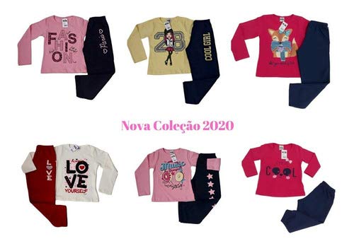 kit 3 moleton infantil feminino inverno tamanho:8