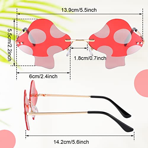 Oudain 4 Pair Mushroom Shape Sunglasses Funny Rimless Eyewear Retro Irregular Glasses Metal Spring Summer Mardi Gras Prom Party Sun Glasses for Men Women3