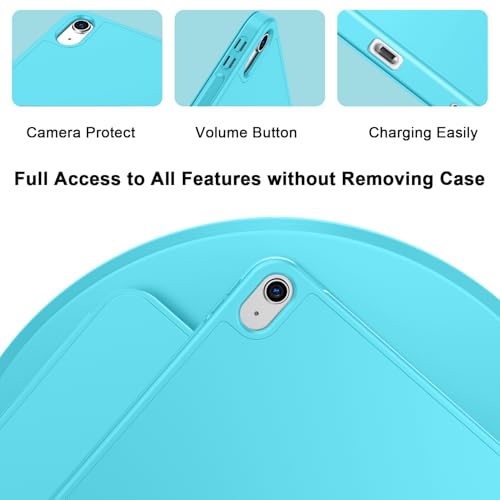 Image of ToaPoia Case for iPad (A16) 11 Inch 2025 /iPad 10th Generation 10.9 Inch 2022, Slim Trifold Stand Protective Cover with Pencil Holder and Soft TPU Back,Support Auto Sleep /Wake (Cyan)
