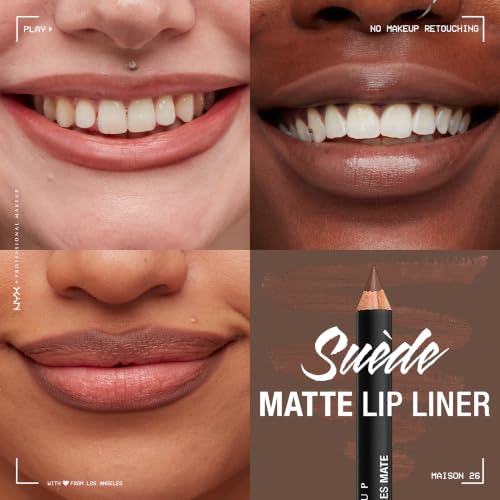 Image of NYX PROFESSIONAL MAKEUP Suede Matte Lip Liner, Velvety-Smooth, Long-Lasting Formula For A Defined Lip Makeup Look - Maison (Brown)