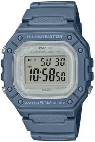 Casio Relógio feminino digital mostrador quadrado mostrador azul