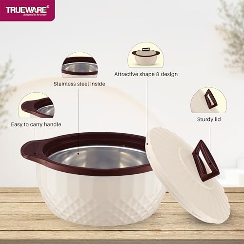 Image of Trueware Eternity Inner Steel Insulated 1500 ML Thermoware Casserole | BPA Free | Odour Proof | Food Grade | Easy to Carry | Serving | Curd Maker | Hot Pot