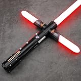 Galidraan Dueling Light Saber Motion Control Smooth Swing Crossguard Light Saber with 12 RGB Colors 16 Sound Fonts Heavy Metal Handle and Replaceable Blade, Light Sabers for Adults