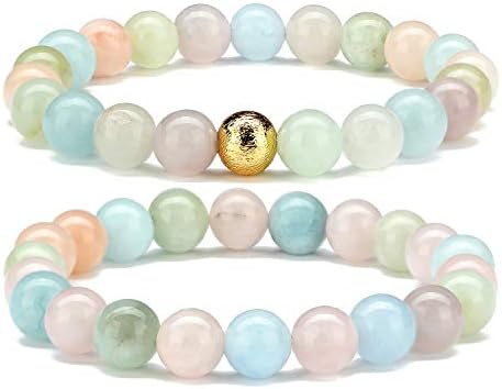 CHOGLE Gemstone Beaded Bracelets for Women - Semi Precious 8mm Round Natural Stone Beads Bracelet - Stretch Strand Bracelet for Girls …