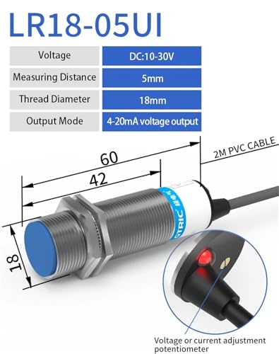 Capteur de proximite a double sortie analogique de deplacement M18 5mm