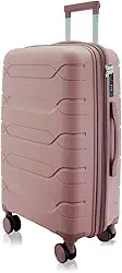 Mala de Viagem Média 23kg Expansível, Polipropileno Resistente, Cadeado Segredo, Rodas Duplas 360° Silenciosas (P1M Rosé Gold A)