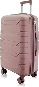 Mala de Viagem Média 23kg Expansível, Polipropileno Resistente, Cadeado Segredo, Rodas Duplas 360° Silenciosas (P1M Rosé Gold A)