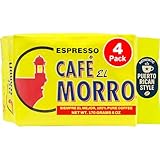 Café El Morro Dark Roast Espresso Ground Coffee, Bulk Coffee, Authentic Puerto Rican Style Coffee, Vacuum Sealed, Ground Espresso Beans, 6 oz (4-Pack)