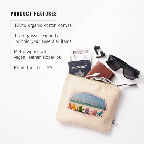 Lantern Press Rehoboth Beach, Delaware, Colorful Beach Chairs-, 100% Cotton Zipper Pouch, Travel Accessory, Go Bag3