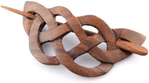 Evolatree Natural Hair Barrettes for Women and Men - Handmade Wood Barrette Hair Pin - Unique Wooden Hair Styling Accessories - 4" (Celtic Butterfly)