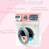 BAYMI Waschmaschine Kinder - Elektronische Kleine Waschmaschine mit Rotierender Trommel und Realistischen Geräuschen, Spielzeug für Kinder ab 3 Jahren (Rosa)