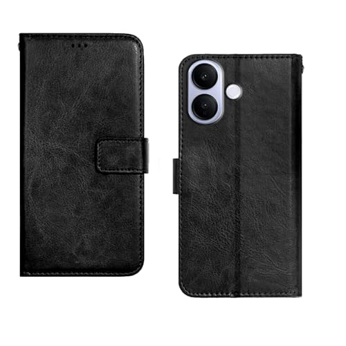 Image of amazon basics Vivo V60 Lite 5G Flip Cover | Card Pockets Wallet & Stand | Flip Cover for Vivo V60 Lite 5G (Black)