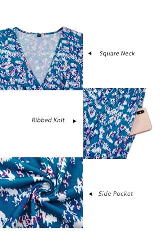 Image of Newshows Women's Pockets Wrap V Neck Floral Summer Vacation Casual Sundress | Wrinkle Free, Stretchy, Summer Beach Floral Sundress 2026, Casual Dress for Vacation, Guaduation, Side Pockets, A-line