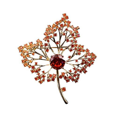 Broche feuilles d'érable rouge brooch crevé bijou de poitrine élégant pour robe et gilet femme