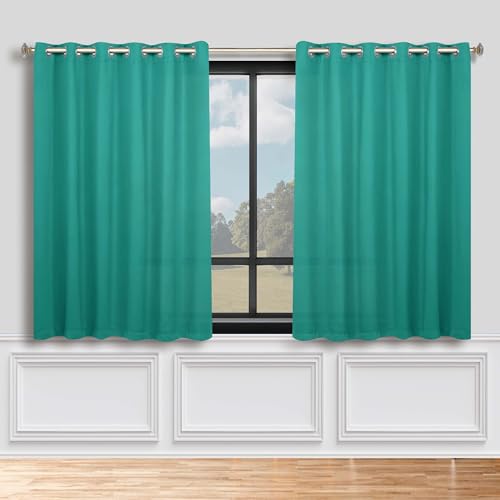 SUPERIOR Semi Blackout Curtains - Solid Color - 70" x 63" - Grommet Header - Thermal Insulated, Sun Blocking & Room Darkening Drapes for Bedroom, Living Room - Set of 2 Panels - Teal