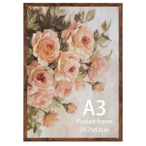Giftgarden Rustic Braun Bilderrahmen A3 Einzel Großer Posterrahmen für 29 7x42 cm Fotos und Bilder ausschließlich für horizontale oder vertikale Wandmontage
