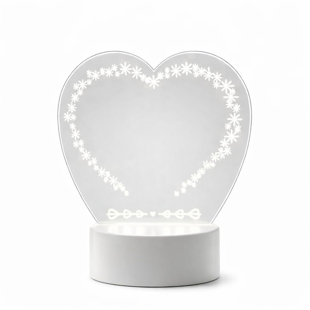 Elevea 𝟏𝟓 𝐘𝐄𝐀𝐑𝐒 𝐖𝐀𝐑𝐑𝐀𝐍𝐓𝐘 Heart-Shaped 3D Acrylic LED Message Lamp, Creative Erasable Board Night Light for Bedroom & Office, Energy-Saving Decorative Gift for Kids, Couples & Designers.-image-29