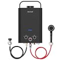 OEVANT Propane Water Heater, 1.58GPM 6L Portable Tankless Water Heater with Handle & Overheating Protection, Propane Gas, Instant Hot Water for RV Camping, Outdoor Shower (BLACK)