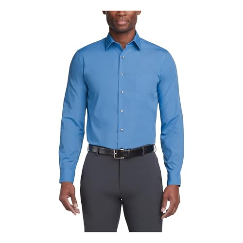 Van Heusen Men's Dress Shirt Regular Fit Poplin Solid, Pacifico,