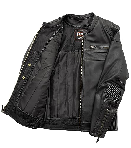 image for First Mfg Co - Nemesis - Men's Motorcycle Biker Riding Black Leather J