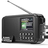 Tragbares DAB+ Radio mit Bluetooth, UKW/DAB Digitalradio mit 2,4" Farbdisplay, 80 Senderspeicher, 3000mah Akku oder Netzbetrieb, Support TF-Karte/Wecker/Sleeptimer/Klinken, Für Küche, Camping, Garten