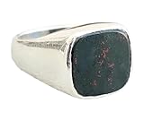 Solid 925 Sterling Silver Bloodstone Signet Ring Natural Gemstone Unisex Design Jewellry For Men's
