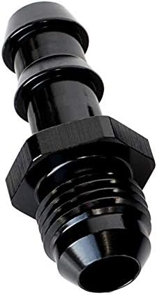 AC PERFORMANCE Black Aluminum -6 AN Male to 3/8" 3/8 inch 9.52mm OD Push On Barb Fuel Line Pipe Connector, JIC 6 AN6 9/16-18 Thread Flare Hose Barb Fittings