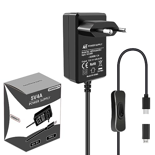 GeeekPi Raspberry Pi 4 20W 5V 4A Netzteil,USB C Netzteil mit ON/Off Schalter für Raspberry Pi 4...