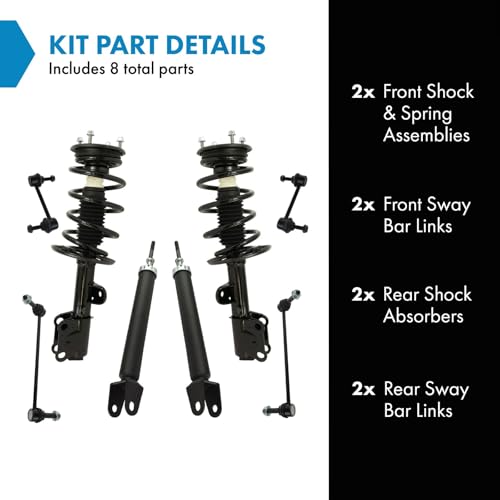 Image of TRQ Front and Rear Suspension Kit Complete Strut & Coil Spring Assembly Shock Absorber Sway Bar Stabilizer Link Compatible with 2013-2018 Ford Flex 2013-2019 Lincoln MKT
