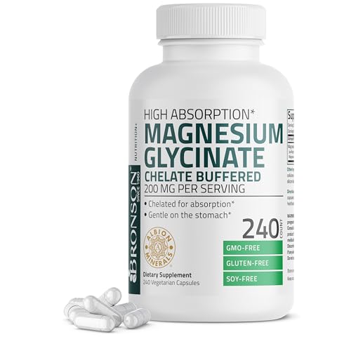 Bronson Magnesium Glycinate 200 mg, 240 Vegetarian Capsules