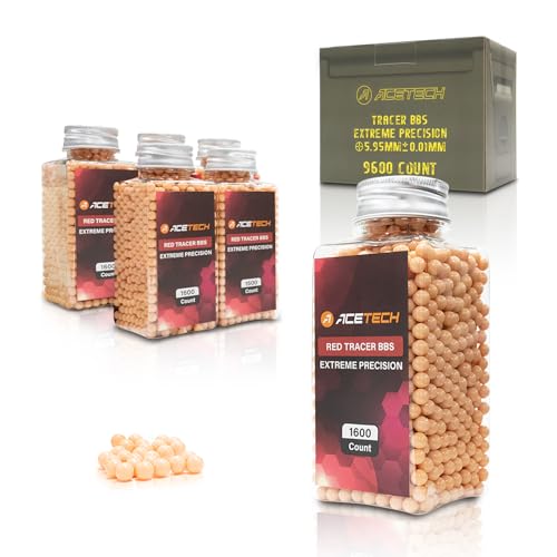 ACETECH Airsoft Tracer BB 6mm 9600 Count High Precision Polished Design (0.25g, Red)