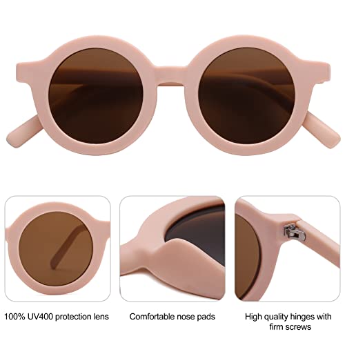 COASION Cute Round Kids Sunglasses UV Protection Flexible Rubber Glasses Shades for Toddler Girls Boys Age 2-104