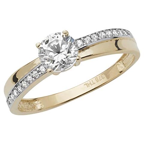 Attractive 9ct Gold Ladies Solitaire Engagement Ring with Cultured Cubic Zirconia/CZ WJS17097 Cover