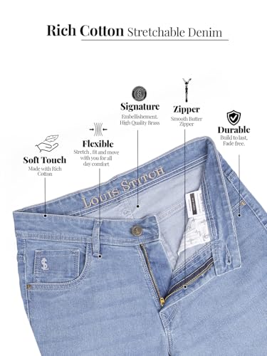 Image of LOUIS STITCH Men's Mid Rise Raw Wash Regular Fit Jeans (LSJNS-CF)