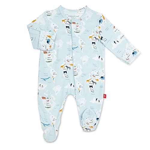 Image of Magnetic Me Footie Pajamas Soft Modal Baby Sleepwear with Quick Magnetic Fastener | Boys and Girls Sleeper Preemie-24 Months