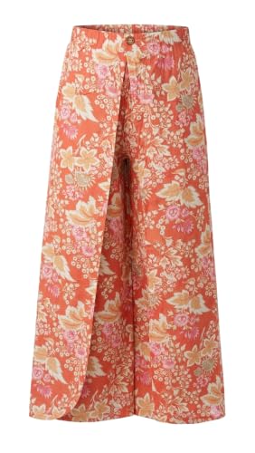 Image of Women Printed Open Rayon Palazzo Pants | Lightweight and Breathable Wide Leg Trousers Comfortable Casual Lounge Wear Flares for Women and Girls