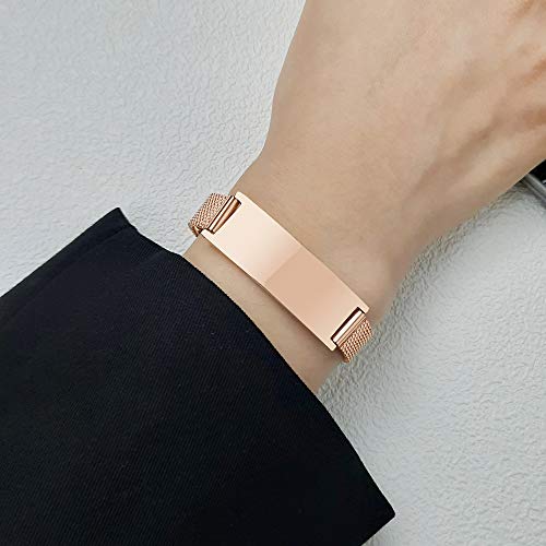 Vnox Unisex Adjustable Mesh Id Bracelets Wristband Personalized Engraved Quote For Lover Wife Husband Couple Bracelet To Love Anniversary Birthday Gifts (A Pair-Rose Gold Black) #TOP4